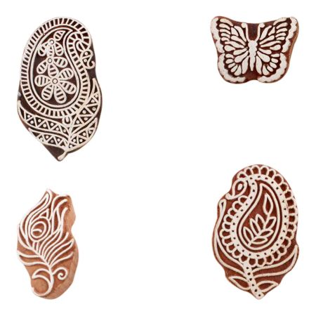 Set of 4 Piece New Mix Wooden Printing Block